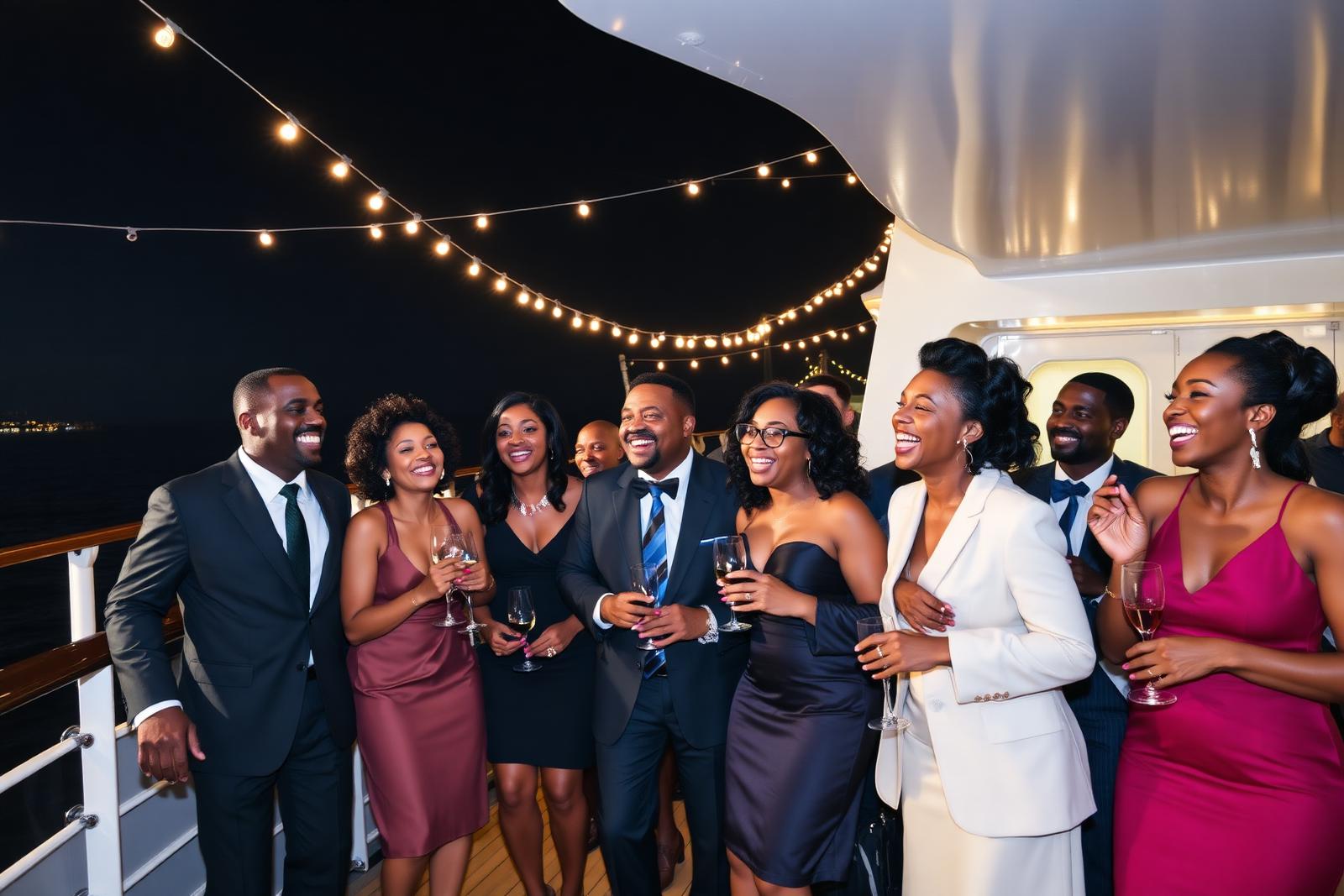 Alumni celebrating on cruise deck
